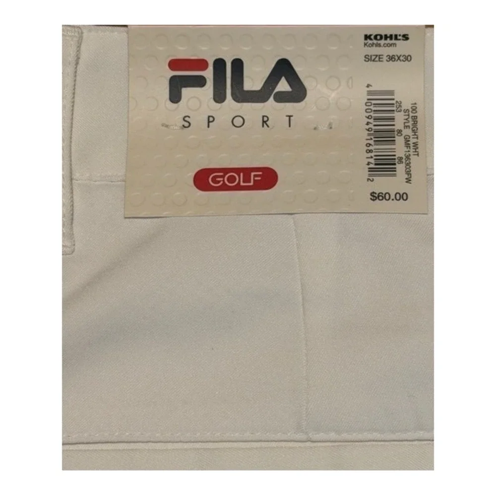 Fila Sport Mens Golf Pants‎ White Straight Leg Performance Trousers 36x30